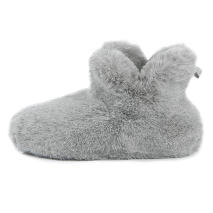 totes® Ladies Faux Fur Boot Slippers Grey Extra Image 4